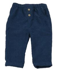 Tmavomodré rebrované zamatové nohavice Tu