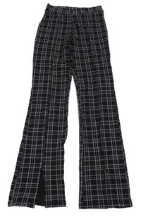 Čierno-fialové kockované flare legíny H&M