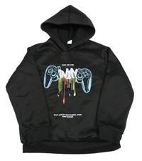 Čierna mikina s ovladačem a kapucňou shein