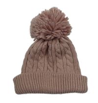 Staroružová vzorovaná pletená čapica s brmbolcom