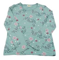 Zelené tričko s vtáčky kids