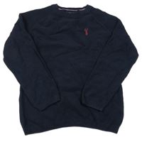 Tmavomodrý sveter s výšivkou Next