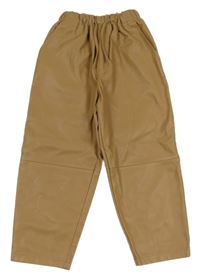 Hnědé koženkové kalhoty zara