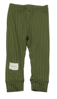 Tmavozelené rebrované ľahké tepláky