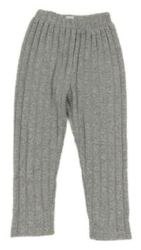 Sivé rebrované úpletové nohavice shein