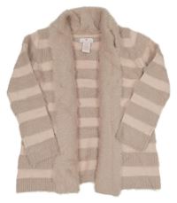 Svetloružový pruhovaný svetrový cardigan