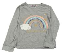 Šedé melírované pyžamové triko s duhou 