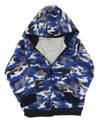Tmavomodro-bílá army propínací mikina s kapucí Kiki&Koko