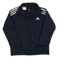 Tmavomodrá sportovní funkční propínací mikina s logem Adidas