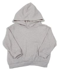 Béžový rebrovaný ľahký sveter s kapucňou H&M