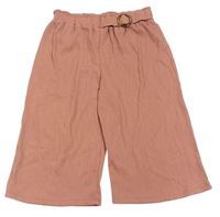 Staroružové rebrované culottes nohavice so sponou Primark