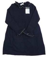 Tmavomodro-zlaté úpletové šaty Primark