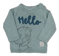 Svetlomodrý sveter s medvedíkom a nápisem - Tiny tatty teddy