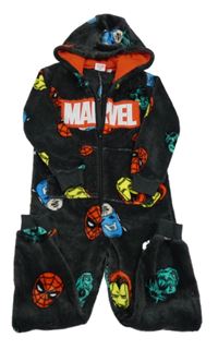 Černo-barevná plyšová kombinéza s kapucí Marvel