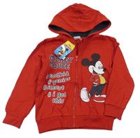 Nové - červená prepínaci mikina s Mickeym a kapucňou Pep&Co