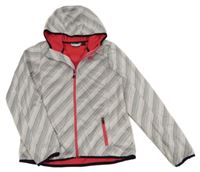 Bílo-antracitovo-růžová vzorovaná softshellová funkční bunda s kapucí Crivit