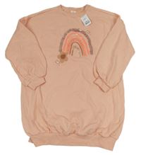 Nové - Růžové teplákové šaty s duhou Next