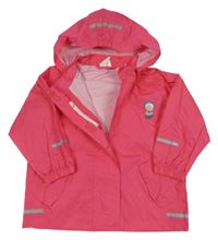 Ružová šušťáková jarná bunda s postavami a kapucňou Papagino