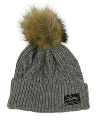 Šedá čepice s bambulí Superdry