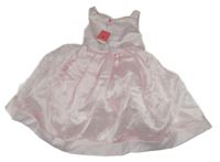 Nové - Světlerůžové slavnostní šaty s výšivkami a flitry a šifonovou sukní 