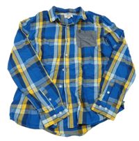 Modro-žlutá kostkovaná košile 