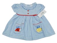 Nové - Svetlomodré šaty s včielkou a lienkou