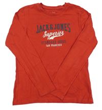Červené triko s nápisy Jack & Jones