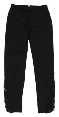 Čierne crop legíny s čipkou River Island