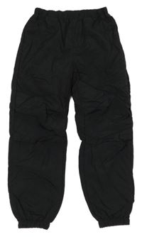 Černé šusťákové podšité cuff kalhoty 