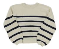 Bielo-tmavomodrý pruhovaný crop sveter H&M