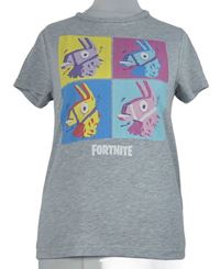 Dámske sivé tričko s potiskem Fortnite Primark