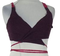 Dámský vínovo-růžový pletený crop top na zavazování Zara 