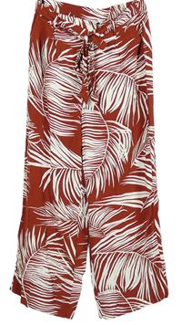 Dámské vínovo-bílé vzorované culottes kalhoty s páskem Only 