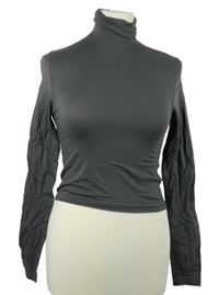 Dámské tmavošedé crop triko s rolákem H&M