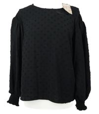 Nové - Dámská černá puntíkovaná halenka TU 