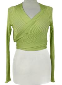 Nové - Dámské světlezelené žebrované pletené zavinovací triko Sophie 
