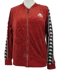 Dámská karmínová sametová propínací mikina s logy Kappa 