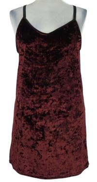 Nové - Dámske vínové zamatové šaty Topshop