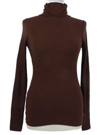 Dámské hnědé žebrované triko s rolákem New Look 