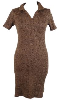 Dámske ružovo-vínové melírované svetrové šaty s golierikom Primark