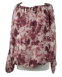 Dámska vínovo-biela batikovaná šifónová blúzka Janina