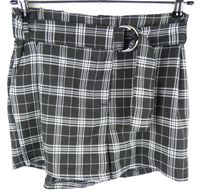 Dámska čierno-biela kockovaná skort sukňa s opaskom FB Sister