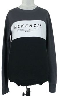 Pánska sivo-čierno-biela mikina s logom McKenzie