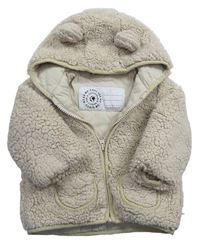 Béžová huňatá zateplená bunda s kapucňou George