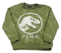 Khaki mikina s dinosaurami