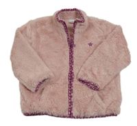 Světlerůžová kožešinová podšitá propínací mikina s hvězdičkou Little kids