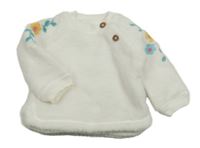 Biela chlpatá mikina s kvietkami M&Co.