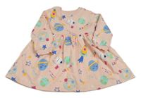 Svetloružové teplákové šaty s obrázkami F&F