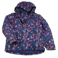 Fialovo-černo-modrá vzorovaná šusťáková lyžařská funkční bunda s kapucí Crivit
