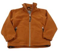 Hrdzavá fleecová podšitá bunda s nápisom